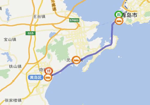 青島火車站到黃島地圖